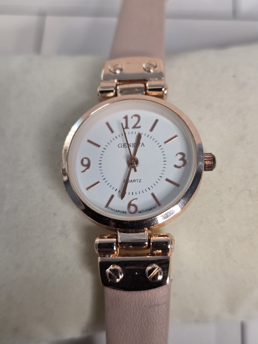Geneva Rose Gold-Tone Case Watch with Pink Strap - Picture 1 of 5